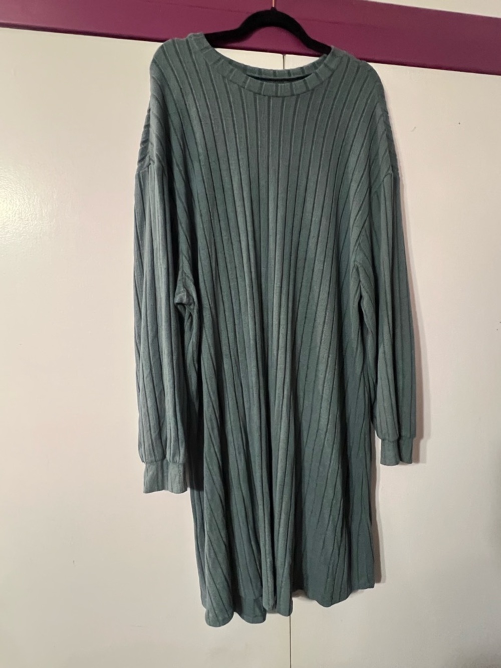 SHEIN Curve Ribbed Tunic Dress in Teal